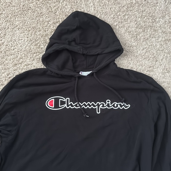 EUC Men’s Champion Black/White Script MidWeight Hoodie in Size 2XL - Picture 3 of 9